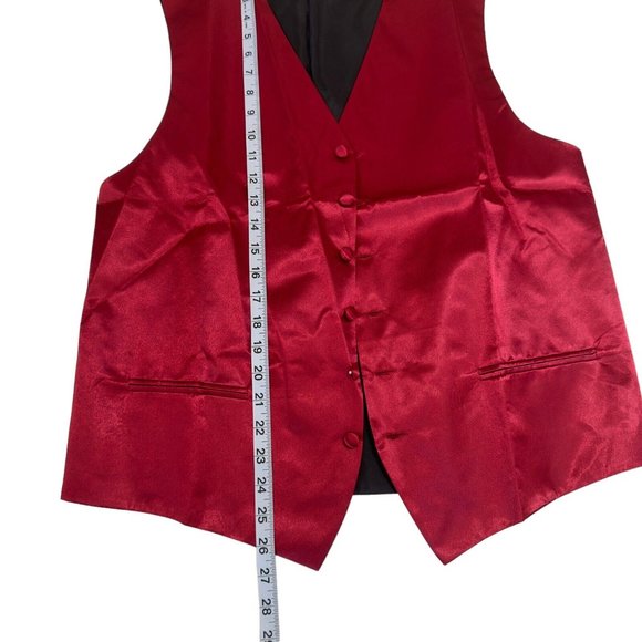 Formal FadCano Men SZ XL Satin Burgandy 6 Buttons Vest with Tie/Bow Wedding Wear - Picture 7 of 8